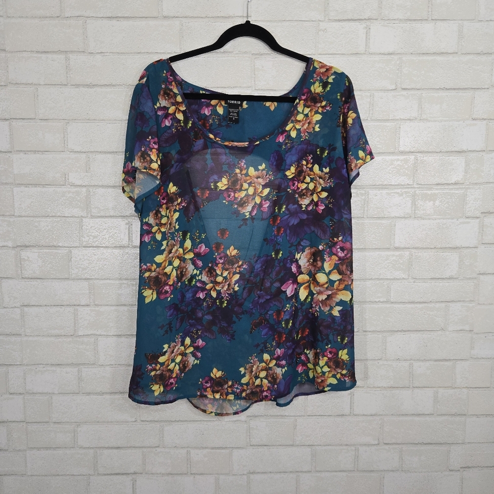Torrid‎ floral short sleeve open back top